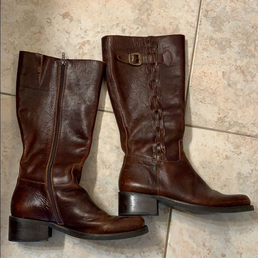 Nicole brown leather riding boots
